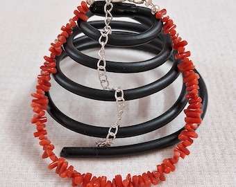 Handmade Italian Red Coral Bracelet: Natural Gemstone Beads