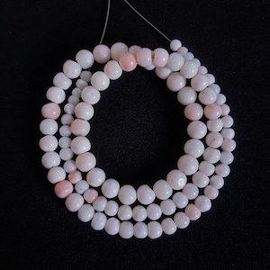 Natural Deep Sea Coral 6-3mm Round Beads Strand, Genuine Natural White/Pink Color Coral, 40.64cm, 16&quot;.H-1