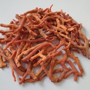 Peut inclure: Un tas de branches de corail orange-rouge, parfaites pour l'artisanat ou la d&eacute;coration.