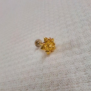 Handcrafted 22k Solid Yellow Gold Nose Stud - Minimalist Nose Piercing, Indian Handmade Yellow Gold Jewelry Gold jewellery as a gift.