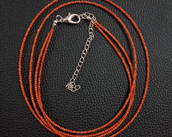 Natural Italian Red Coral Necklace: 2mm Gemstone Beads, Two-Strand