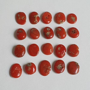 37.95"Cart 20"Piece Oval Rot Italienische Farbe Cabochon 100% Natürlicher AA+ Qualitäts Edelstein, echte rote Koralle Cabochon, zur Schmuckherstellung #-581
