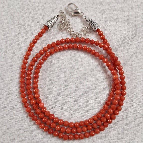 Natural Italian Sea Orange-Red Coral 4mm Smooth Ro