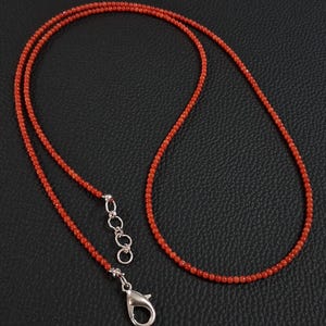 Italian Sea Coral Necklace: Natural Red Round Beads, 32 Inch