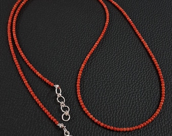 Italian Sea Coral Necklace: Natural Red Round Beads, 32 Inch