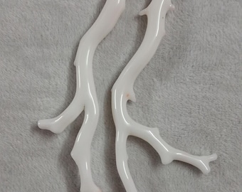 Natural White Coral Branch Pendants, Genuine Sea Coral Charms, Jewelry Making (2 Pieces)