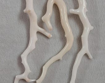 Natural Coral Sticks, Polished Japanese Coral, 3 Piece Loose Branch Set