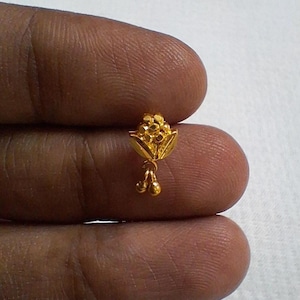 Handcrafted 22k Solid Yellow Gold Nose Stud - Minimalist Nose Piercing, Indian Handmade Yellow Gold Jewelry Gold jewellery as a gift.
