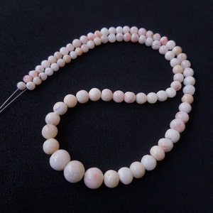 Natural Japanese Off White-Pink Coral 8.5-4mm round beads strand ,16inches, 40cm,White coral for jewelry making, Natural color. L-46