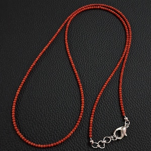Natural Italian Red Coral Necklace: 2.3mm Round Gemstone Beads, 32 Inch