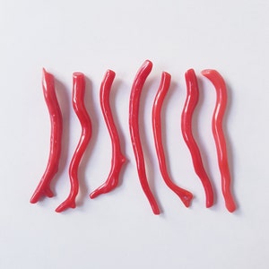SALE !!!42&#39;Cts AAA+Beautiful Italian &#39;&#39;Red&#39;&#39; Coral Stick,7&#39;piece,Loose Branch,Polished Stick,coral tree,100% natural coral gemstone.N-19