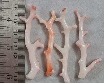 深海珊瑚の枝 - 天然ピンクオレンジ珊瑚 - 本物のばら売り、14.5 x 7