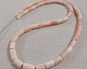 Natural White Pink Coral Tube Beads: Gemstone Jewelry Making (16" Strand)