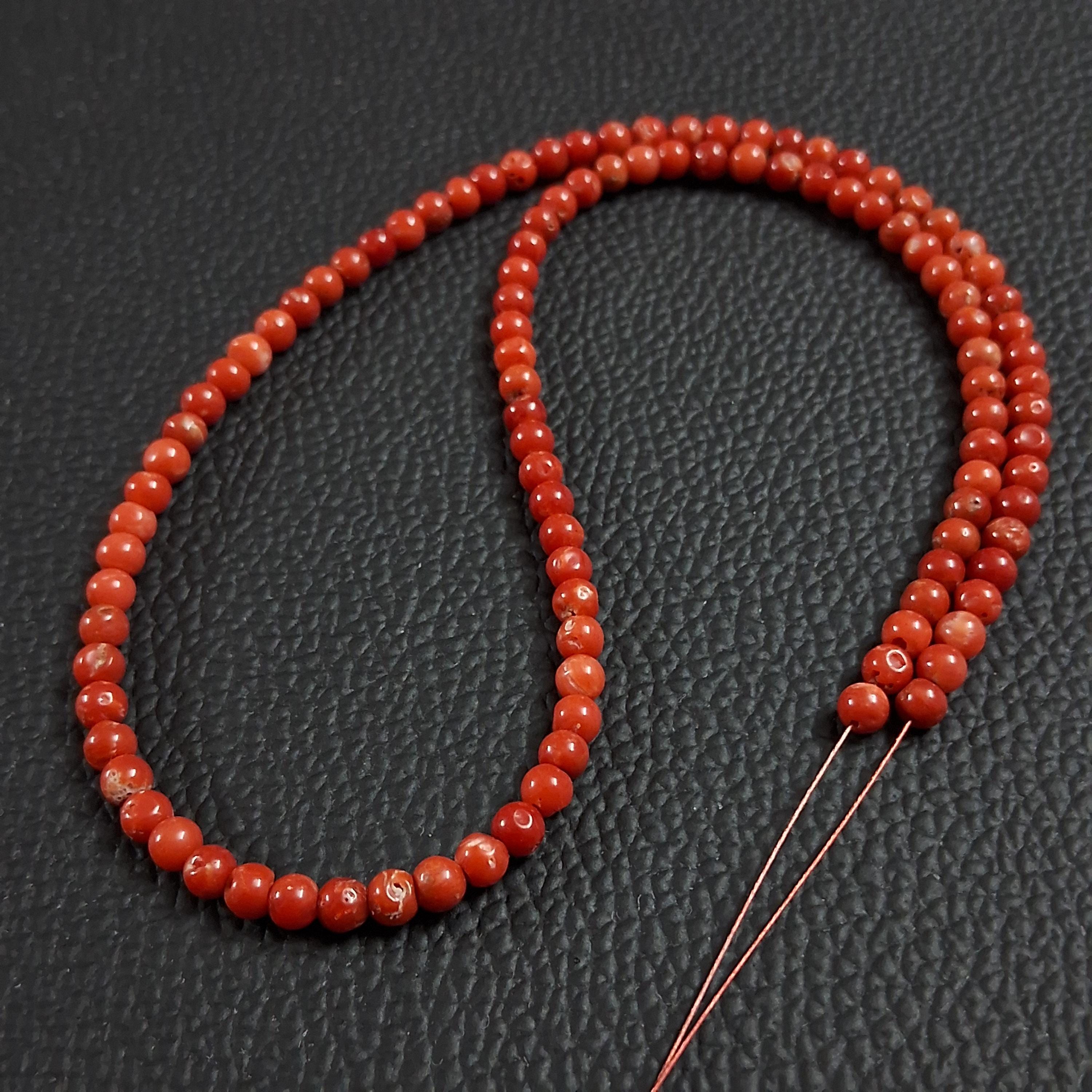 天然地中海産赤珊瑚ビーズ 4mm ストランド ハンドメイド - Etsy 日本