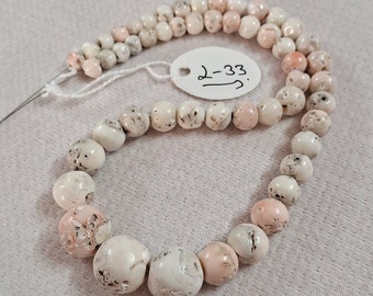 Natural Japanese White Coral Beads: Smooth Round Strand, 16 Inch