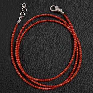 Natural Italian Sea Coral Necklace: Red Round Beads, 32 Inch