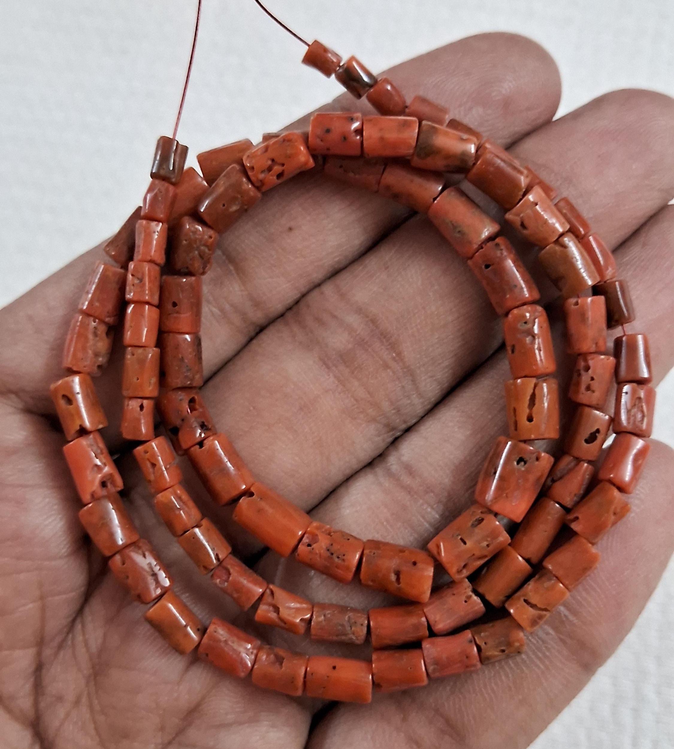 SALE!!! Antique coral beads,Genuine coral beads,Tube-Drum shape, Brown-Black color,100%Natural coral beads,7X4mm to 6X3 18''Inche Strand.