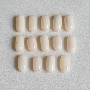 Genuine White-Pink Coral Oval Shape AAA+ Quality Japanese White Coral Cabochon 100% Natural Handmade Coral Gemstone For Jewelry Making #-615