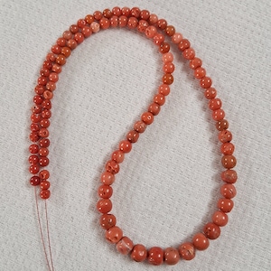 6.5mm to 4mm Natural Orange Pink Coral Round Bead Italian Antique Coral Loose Sinter-drilled Natural Orange Pink Color Jewelry Making Strand