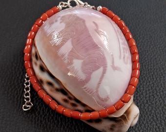 Handmade Italian Red Coral Bracelet: Adjustable Smooth Bead Design