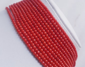 AAA+Quality Natural Mediterranean red coral round beads 3&#39;mm strand ,16inches, 43.18cm, natural color, handmade coral beads strand.