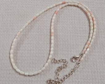 Echte Japanische Koralle Halskette: Weisser & Rosa Edelstein Schmuck