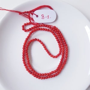 AAAAA+TOP LUXURY 100% Natural Italian ''Red'' Coral Beads Gemstone,2.7'mm Smooth Round Beads,handmade Coral Beads Strand 16'inches. B-1