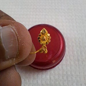 22k Pure Gold Handcrafted 22k Solid Yellow Gold Nose Stud - Minimalist Nose Piercing, Indian Handmade Yellow Gold Jewelry.