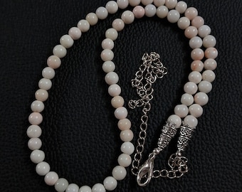 Vintage Japanese Coral Beaded Necklace: White/Pink Deep Sea Coral, 16"
