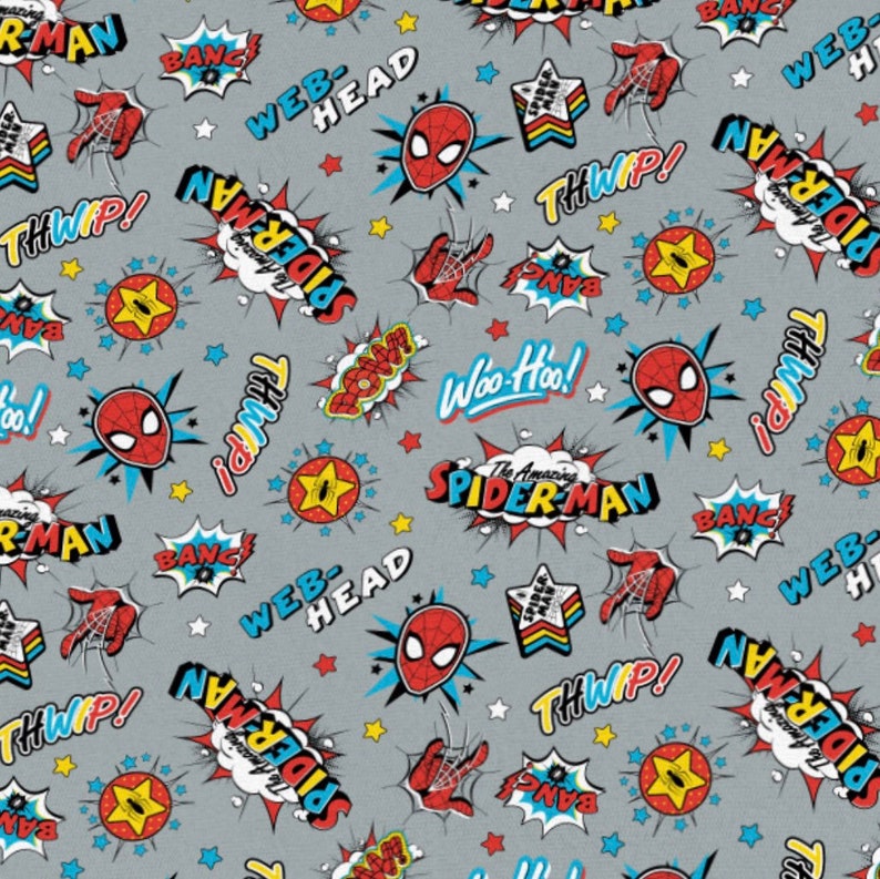 Spiderman Knit Cotton Fabric by the Yard. Ready to Ship Boys Etsy