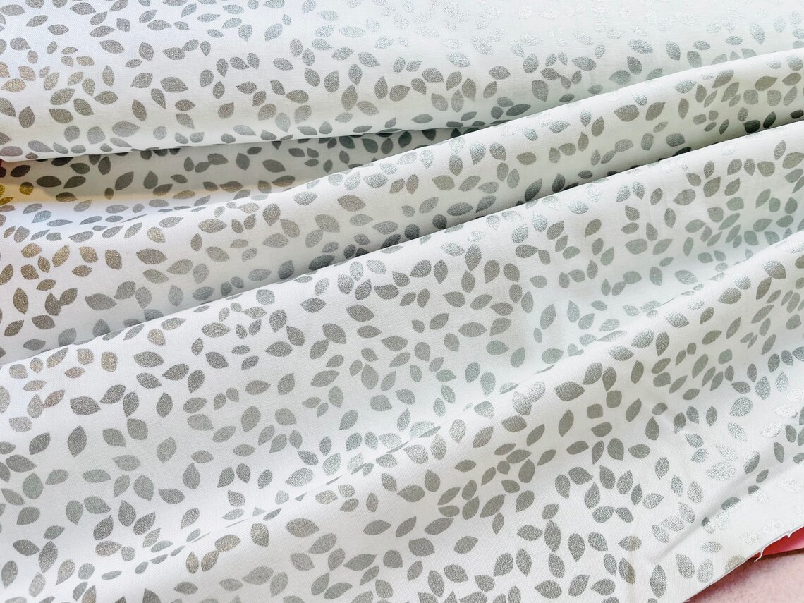 Quilting Cotton White and Silver Sewing Fabric by the Half Etsy