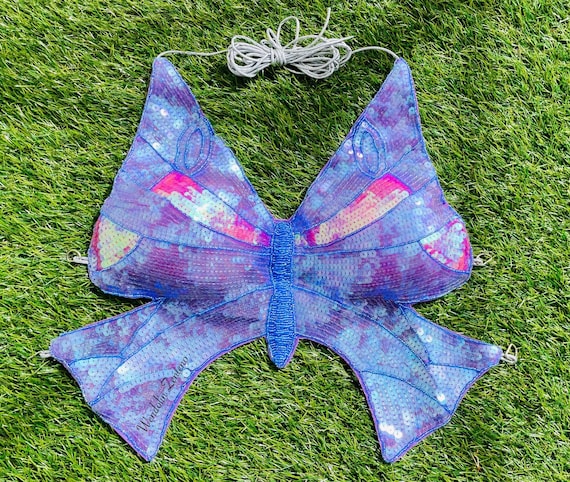 Women's Y2K Butterfly Sequin Top Purple Summer Top - Etsy