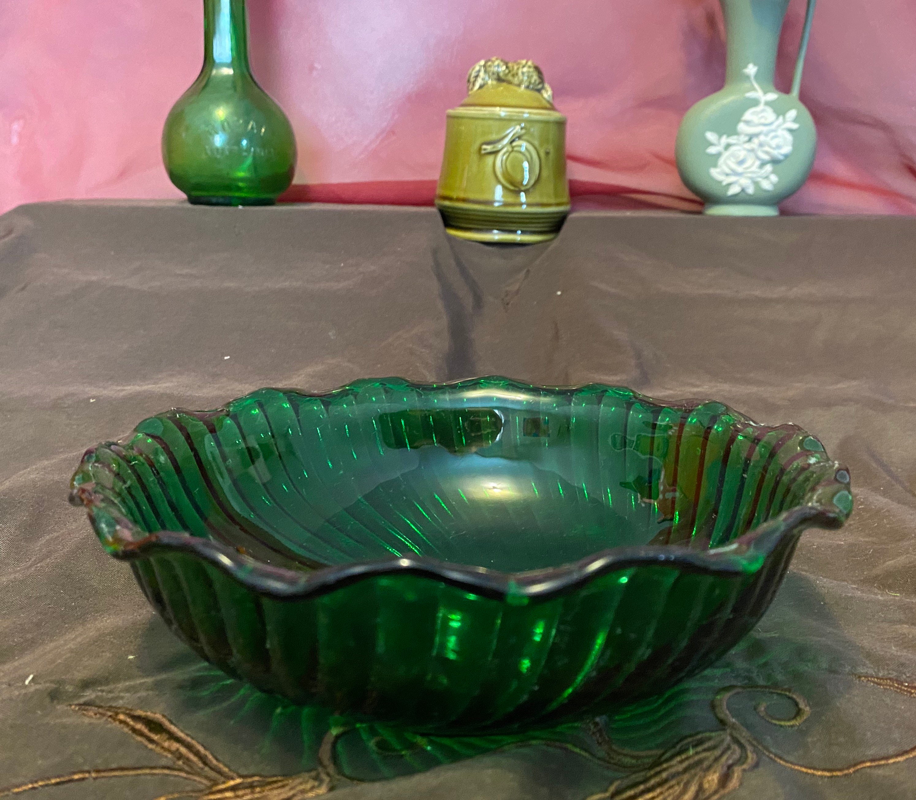 Vintage Emerald Green Salad / Candy Bowl Etsy