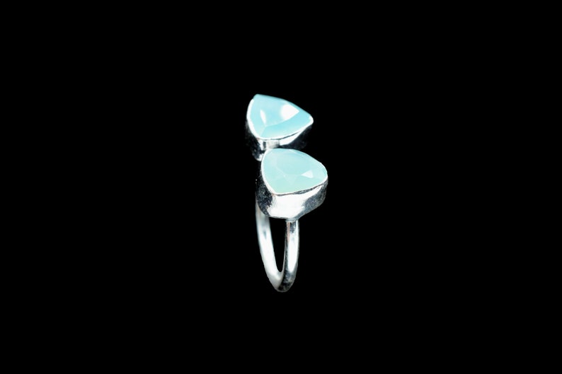 boho ring gift for her Aqua Chalcedony ring Christmas jewelry Sterling Silver sterling silver ring anniversary ring Dainty jewelry
