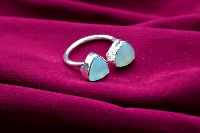 boho ring gift for her Aqua Chalcedony ring Christmas jewelry Sterling Silver sterling silver ring anniversary ring Dainty jewelry