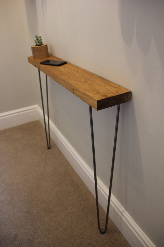 Rustic Console Table 86cm Height Narrow Hairpin Legs Etsy