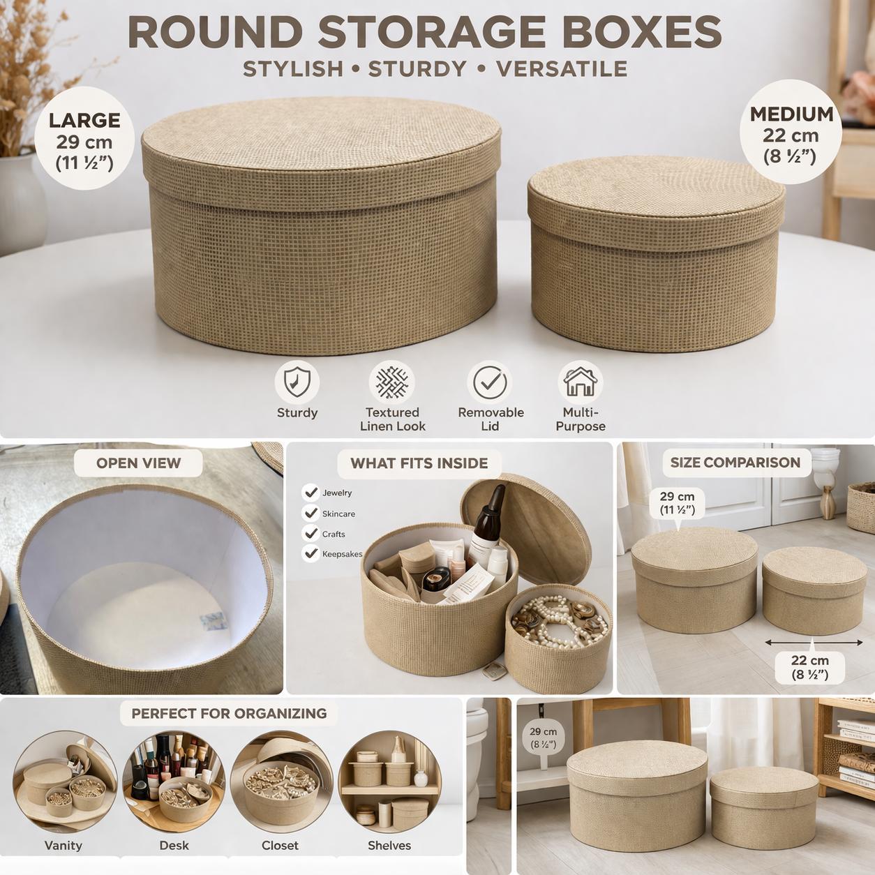 thumbnail image 2 of Creative Scents Large Hat Box - Round Storage Container With Gold Locking Lid 2 of 2