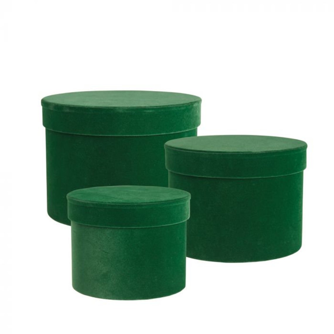 Green Velvet Velour Round Hat Box set of 3 With Lid Gift Box Etsy