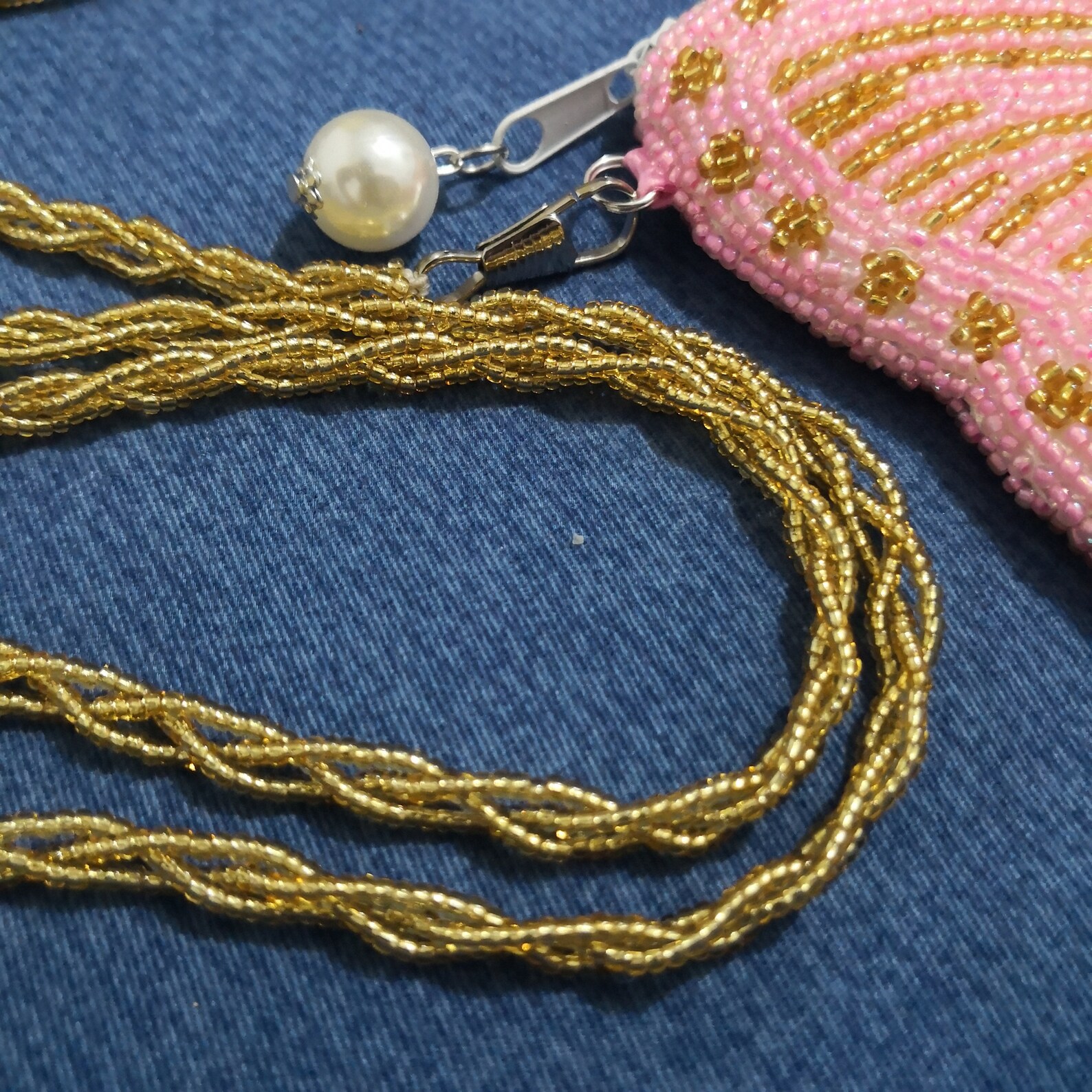 Handmade DIY Beaded Purse Pink Butterfly Bead Bag Lovely Etsy