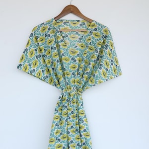 Hand Block Printed Cotton Kaftan Dress: Boho Beach Cover-Up