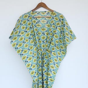 Indian Floral boho dress, Kaftan Maxi Dress Bikini Cover Up 100% Cotton Kaftan Long Caftan Dress For to be Moms Beach Cover up Sleepwear