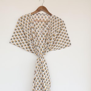 Cotton Kaftan Maxi Dress: Hand Block Print Indian Boho Beach Cover Up