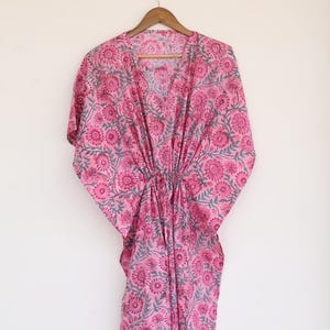 100% Cotton Kaftan Long Caftan Dress For to be Moms Beach Cover up Sleepwear, Indian Floral boho dress, Kaftan Maxi Dress Bikini Cover Up