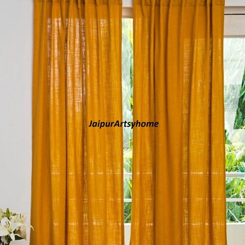 Yellow Mustard Color Living Room Curtain Bedroom Modern Rustic Etsy