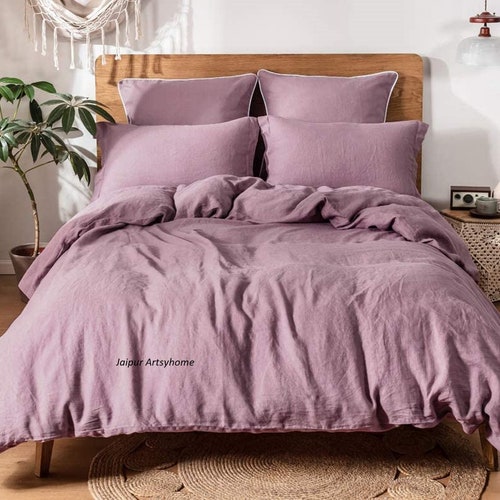 Linen Duvet Cover Purple Color Bedding Linen Duvet Cover Purple Color Bedding, King Size Teddy Bear Bedding Purple
