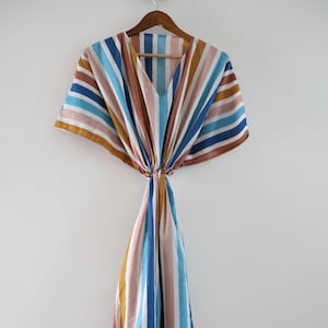 100% Cotton Striped Kaftan Dress Boho Summer Kaftan,Beach Cover Up Lounge Wear Handmade Maxi Kaftan Resort Wear Women Bikini Beach Cover Up