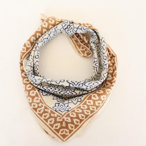 Floral Bandana: Handmade Block Print Organic Cotton Scarf