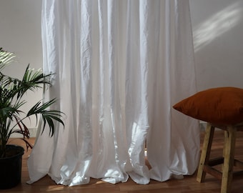 White Cotton curtains, Boho curtains, Window curtain 2 panels, Custom drapery panels with Loops for hanging, Handmade window treatments