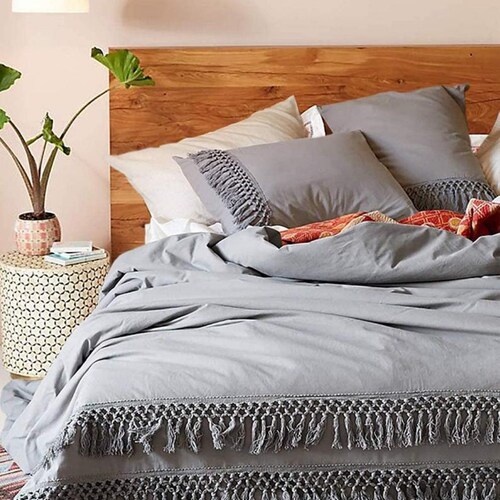 Cotton Fringes Tassels Duvet Cover Boho Bedding Queen UO Etsy