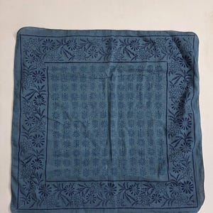 Hand Block Print Cotton Bandana Blue Floral Bandana Scarf 100% Cotton Head Scarf Boho Neck Scarf Cowboy Bandana Gift for Her image 3